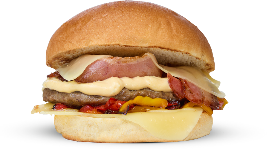 Burger Estate in Nebraska con hamburger, formaggio, bacon croccante, peperoni e salsa BonGustaio.