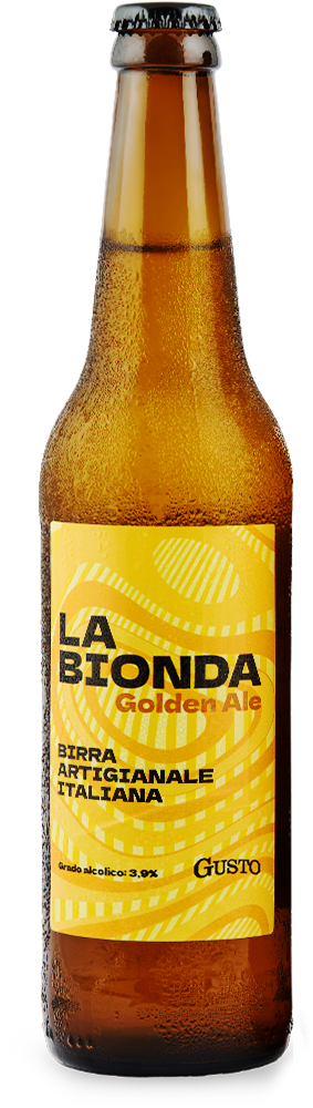 Bottiglia di birra artigianale La Bionda Golden Ale di Gusto.